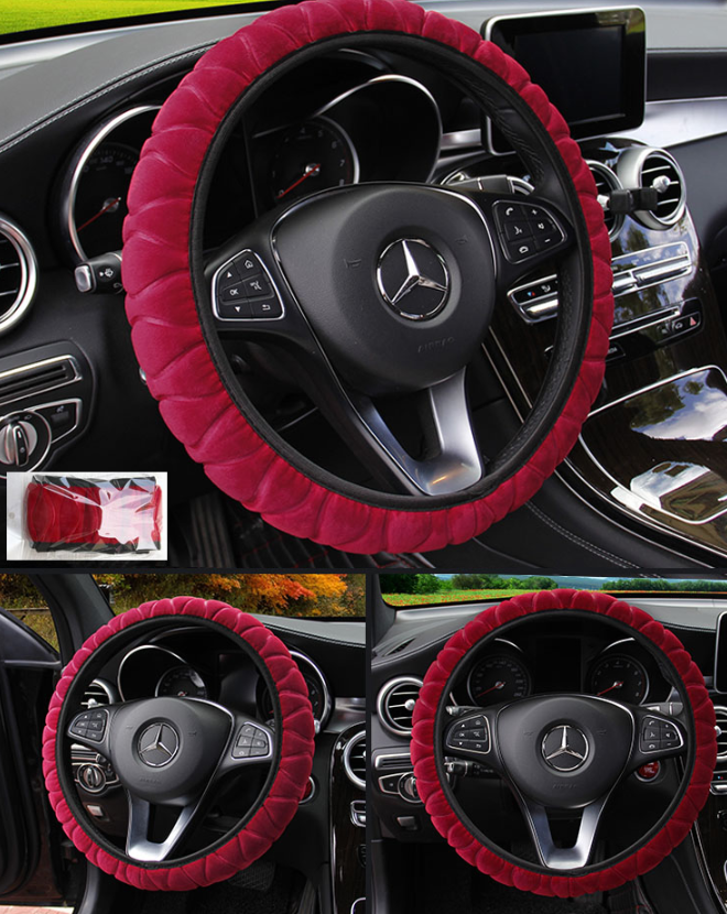 Car plush steering wheel cover