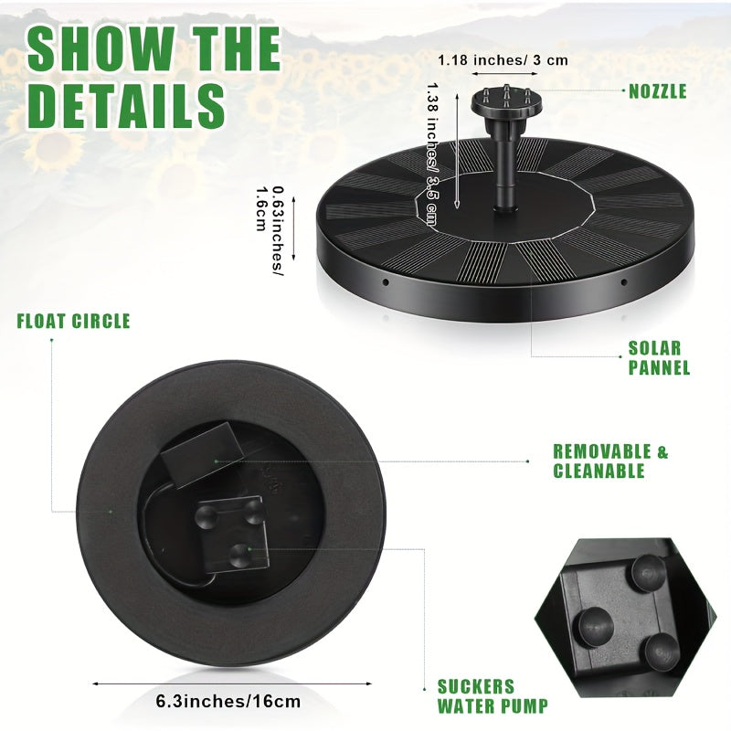 Solar Fountain Pump for Garden, Patio and Yard Use, with the Listed Configuration, for Everyday Use and Organized Storage — i