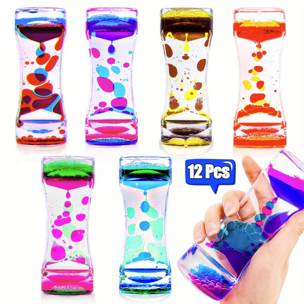 Liquid Motion Bubbler Timer 6 12 Pack Sensory Fidget Toys for Kids Adults, Colorful Liquid Hourglass Desk Toy for Stress — im