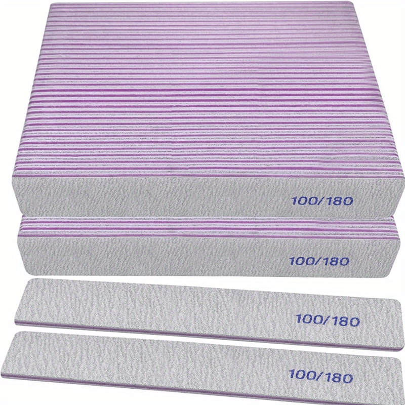 Emery Boards Nail Files 50 Pack 100 180 Grit Double Sided Professional Fingernail Filer Set Reusable for Natural Acrylic Gel 