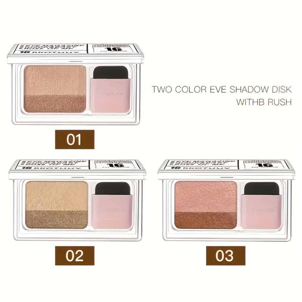 Duo Eyeshadow Palette Set 3 Pack, 2-Color Matte & Shimmer Blendable Eye Makeup with Applicator Brush — image 4