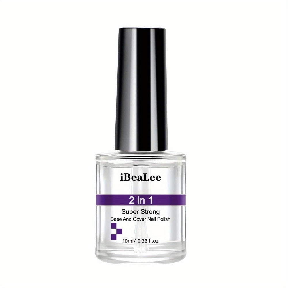Base and Top Coat 2 in 1 Nail Polish 10ml with a Clear High Shine Finish for Home Manicures — image 3