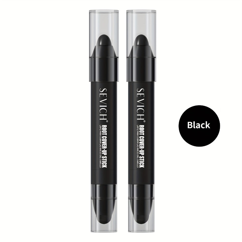Instant Gray Root Coverage Stick for Men 2-Pack Sevich Beard & Hairline Color Pen, Sweat-Proof Precise Application Black & Da
