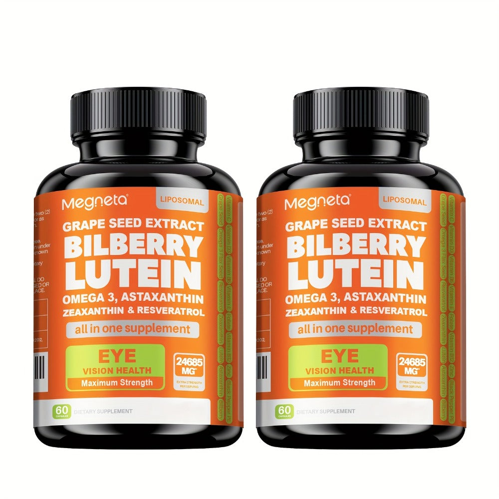 Eye Vitamins with Lutein & Zeaxanthin Capsules, Enhanced with Astaxanthin, Omega-3, Bilberry & Resveratrol for Vision Health 