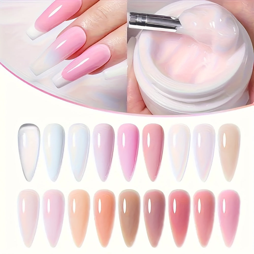 Six-Color Builder Gel Set, 15ml Each in Clear, White, Milky Jelly, Light Pink, Pink and Nude for Nail Extensions — image 11