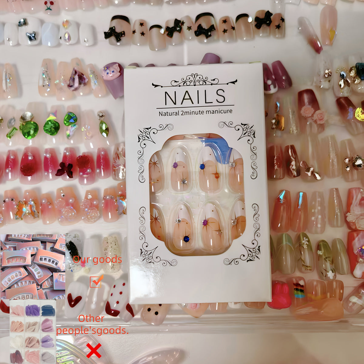 Press On Nails 96-Piece Long Full-Cover Set with Random Assorted Glossy Designs and Multi-Pack Options — image 9