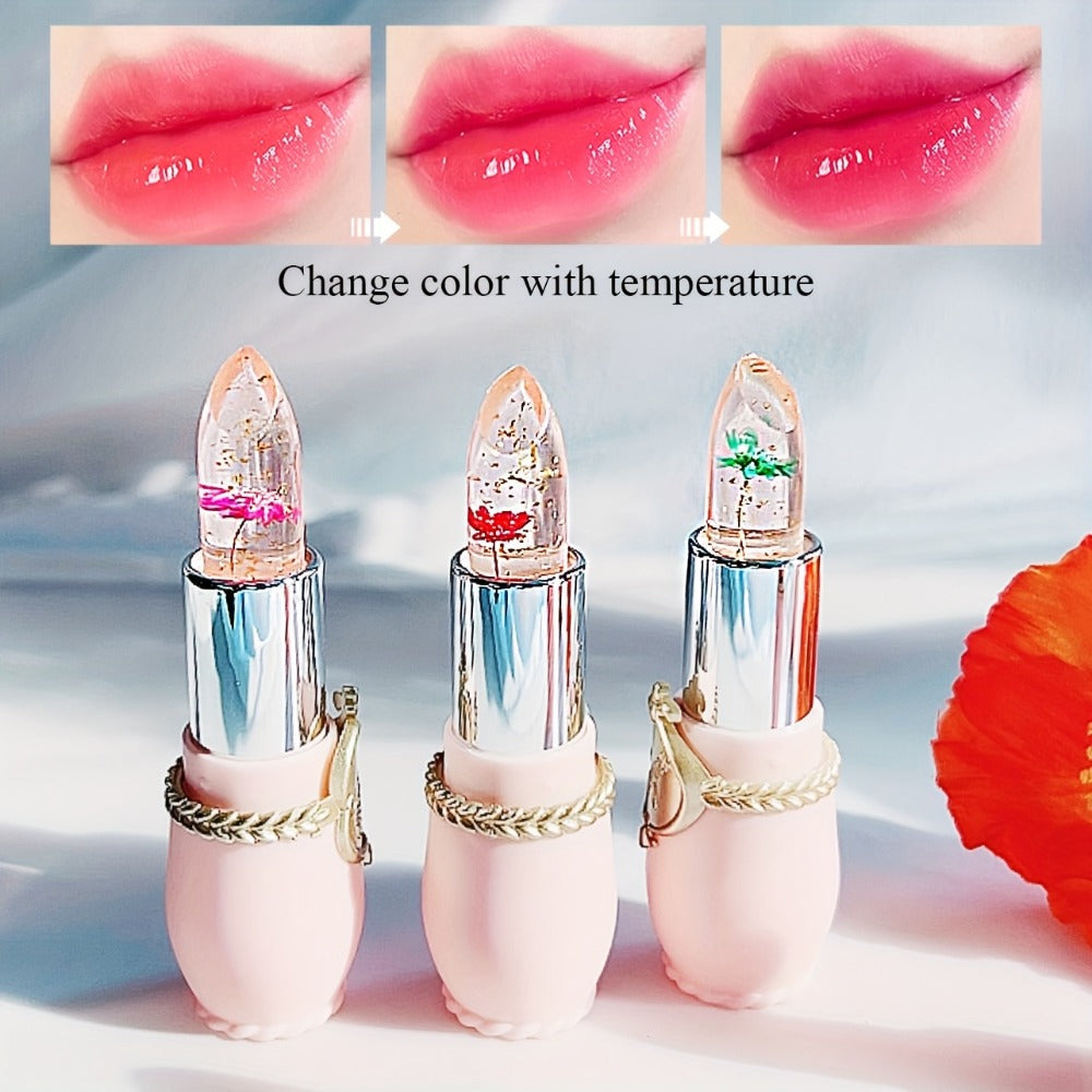 Lip Balm emaymei 6-Piece Flower Jelly Stick Set with Clear Gloss Texture and Pink Gift Box — image 5