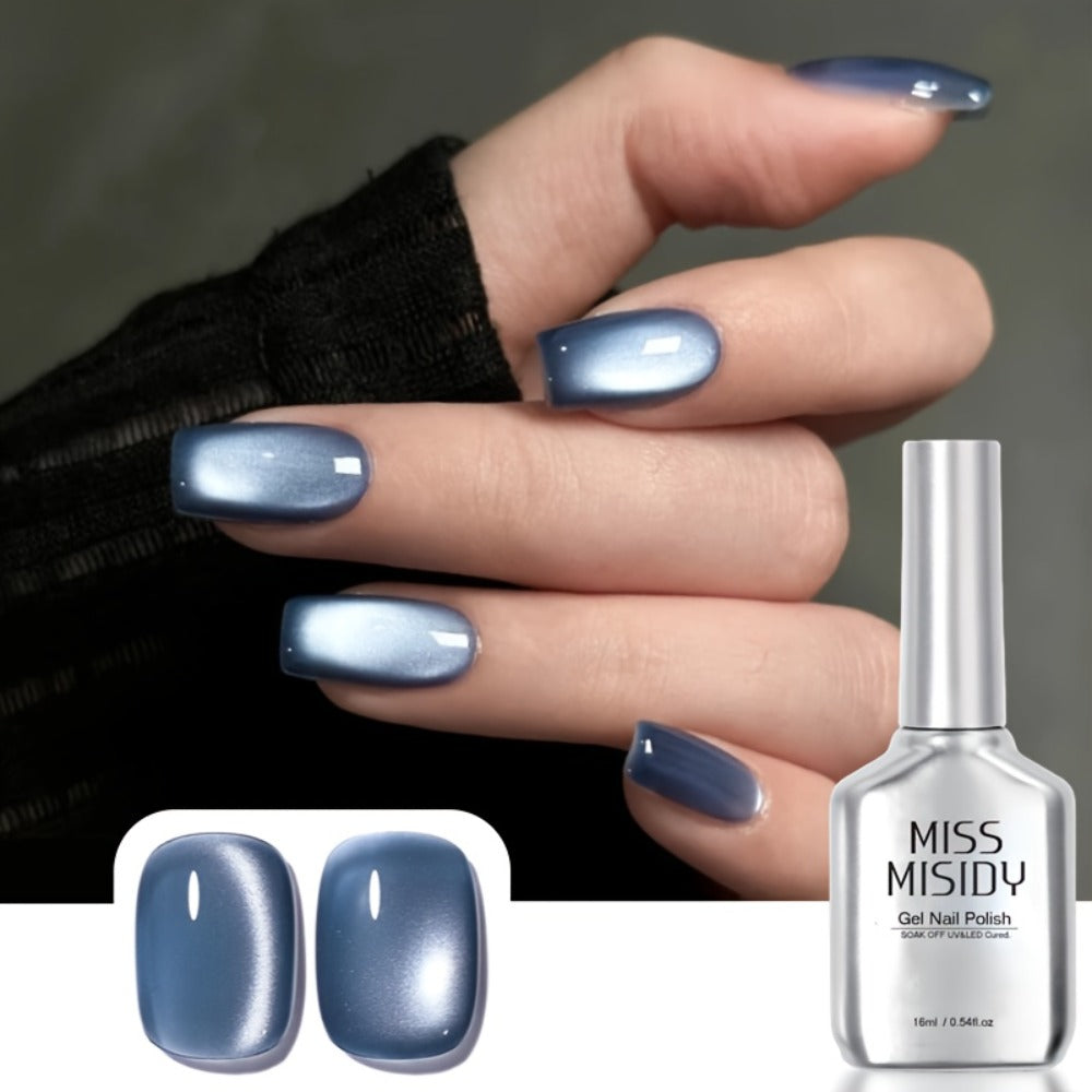 Cat Eye Gel Nail Polish Jelly Blue 0.54oz Sheer Glass-Like Finish – UV LED Soak-Off Long-Lasting Gel Polish for Manicure & Pe