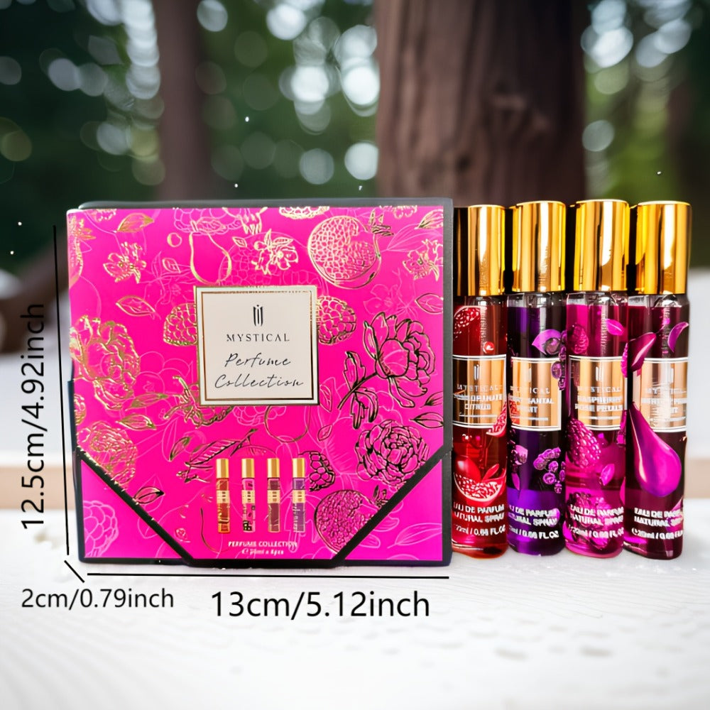 Perfume Gift Set Four 20ml Slim Spray Bottles with Gold Caps in Pink or Botanical Hinged Boxes — image 9
