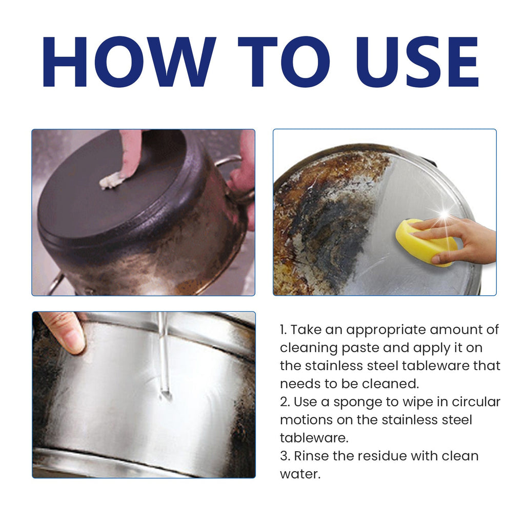 Stainless Steel Cleaning Cream, Kitchen Stove Stainless Steel Pot With Stubborn Stains And Black Dirt Clean Decontamination