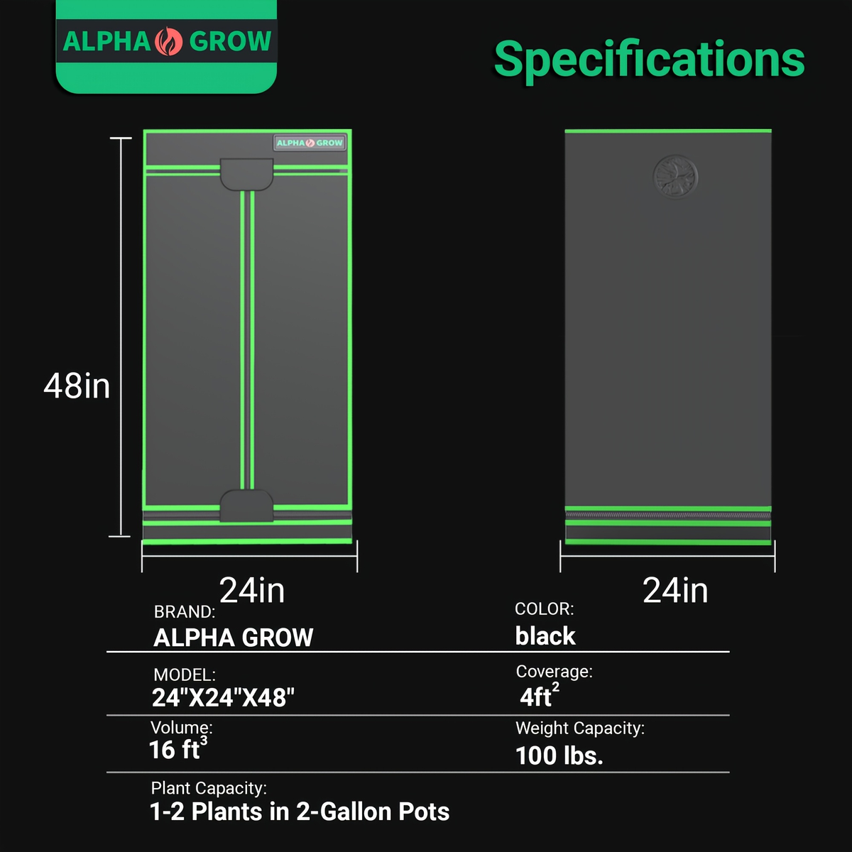 Hydroponic Grow Tent 1680D Mylar 100% Reflective with Tray & Observation Window, Indoor Plant Tent for Seedling to Flowering 
