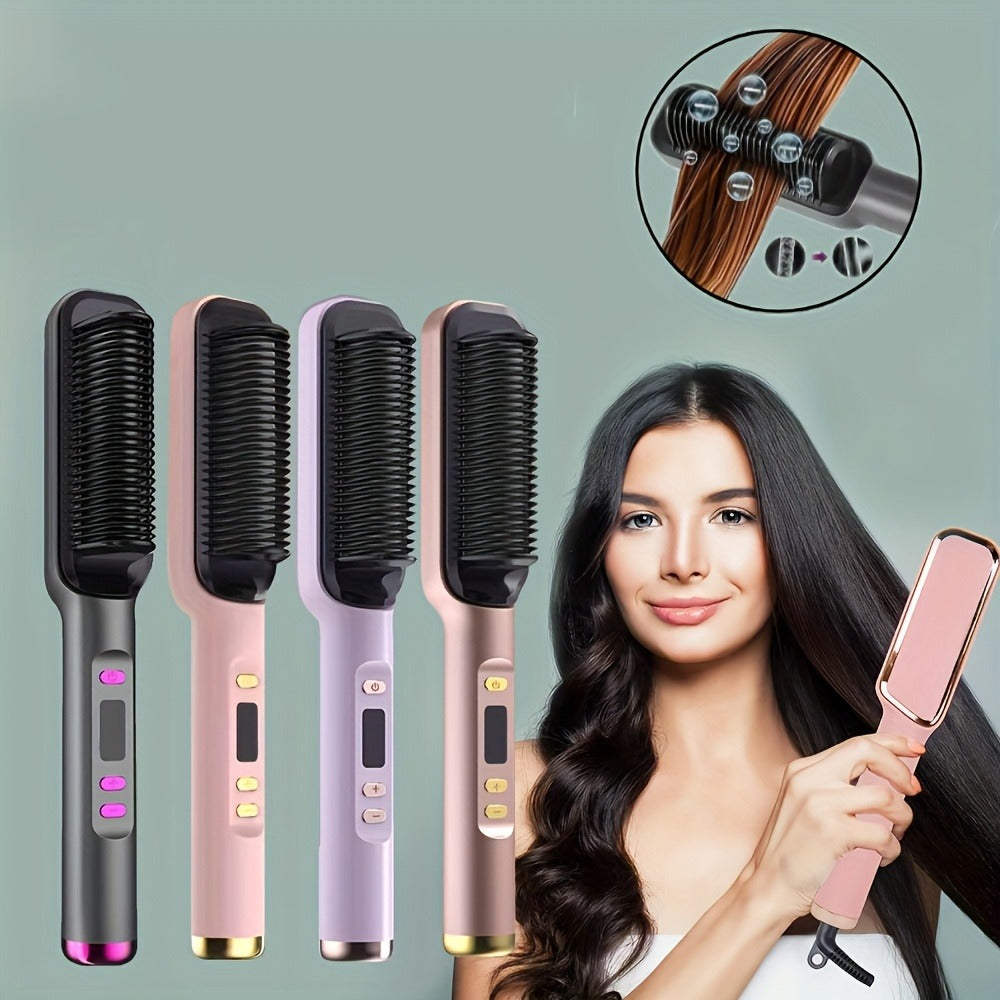 Four-Color Electric Hair Straightener Brush with Digital Display, Temperature Buttons and 10.6-Inch Body — image 2