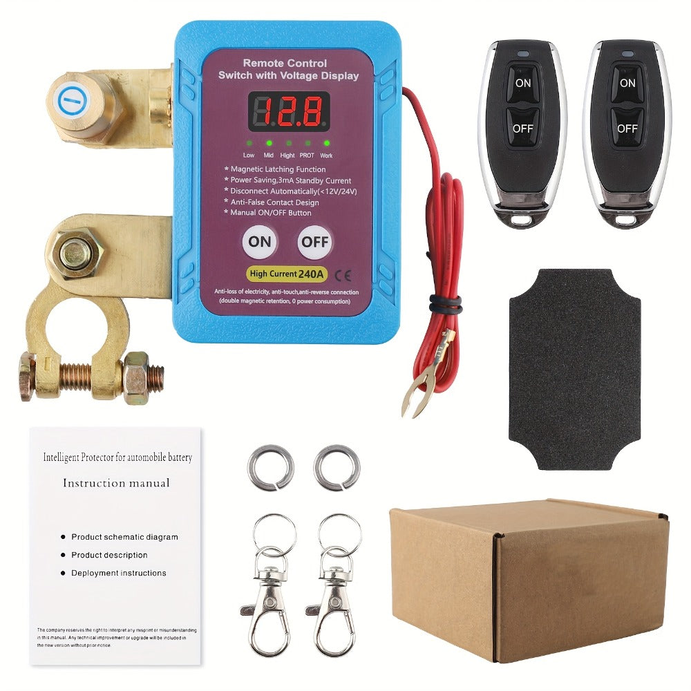 Remote Battery Disconnect Switch 240A 12V/24V – Wireless Kill Switch with Digital Display & Auto Power Shut-Off for Car, Truc