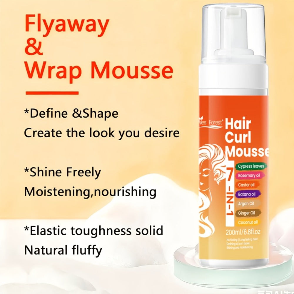 Curl Defining Hair Foam Mousse 200ml Smoothing Styling for Natural Fluffy Elastic Curls, Frizz Control for Wavy Coily Hair — 