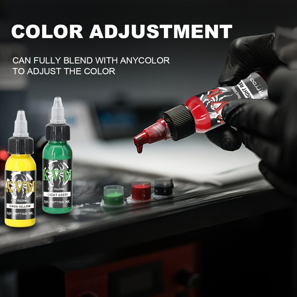 Tattoo Ink 7- or 14-Color Set with 1oz 30ml Bottles and Three Palette Configurations with Item-Specific Color, Capacity and B