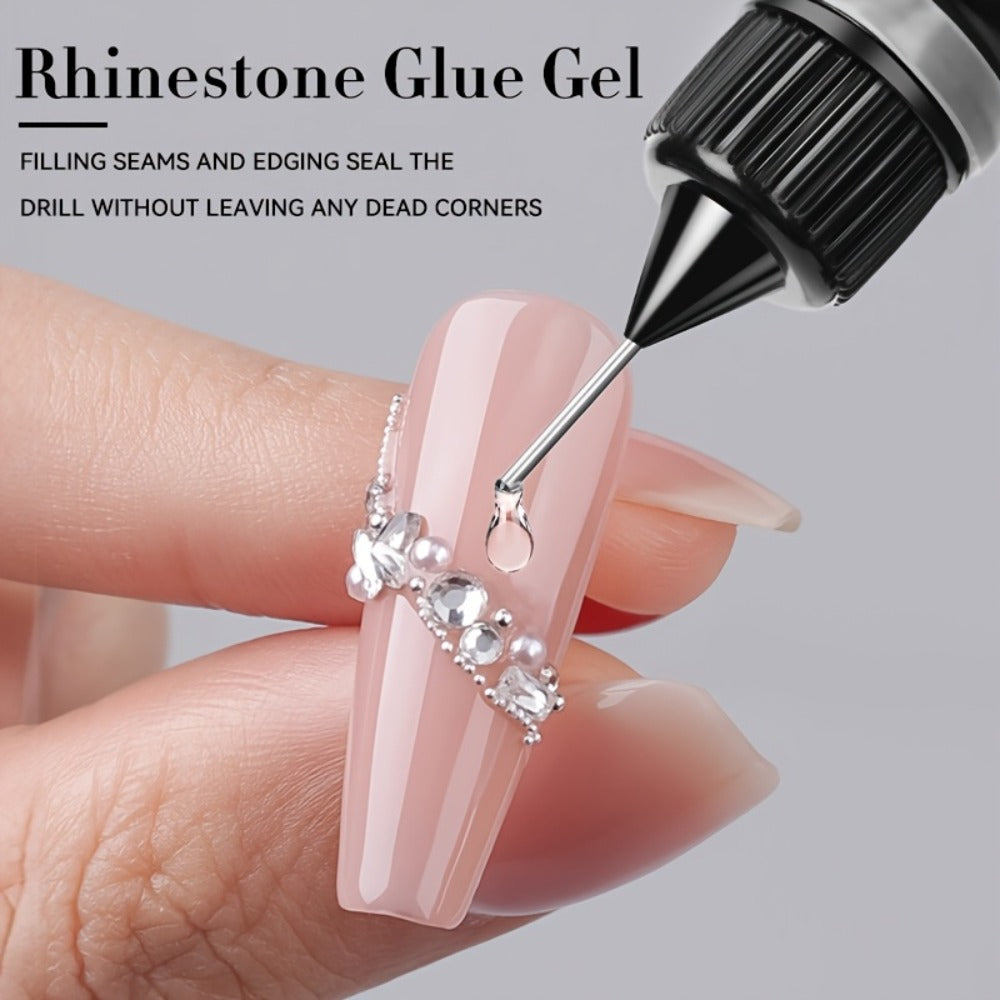 Nail Rhinestone Adhesive Gel 2pcs 0.34oz Clear Sticky Glue for 3D Nail Art Gems Charms Crystals Drill Jewelry — image 7