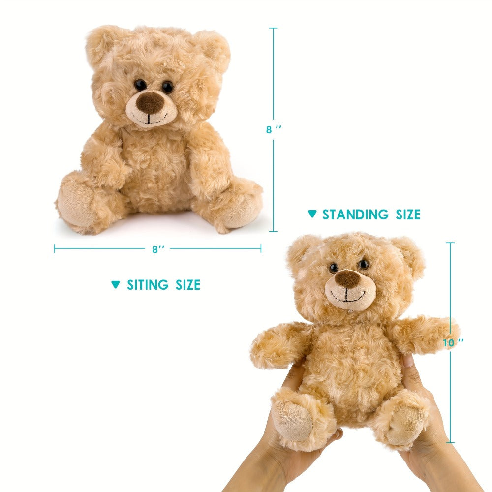 Five-Piece 8-Inch Shaggy Teddy Bear Set with Beige Plush Finish for Party Favors and Gift Bags — image 2