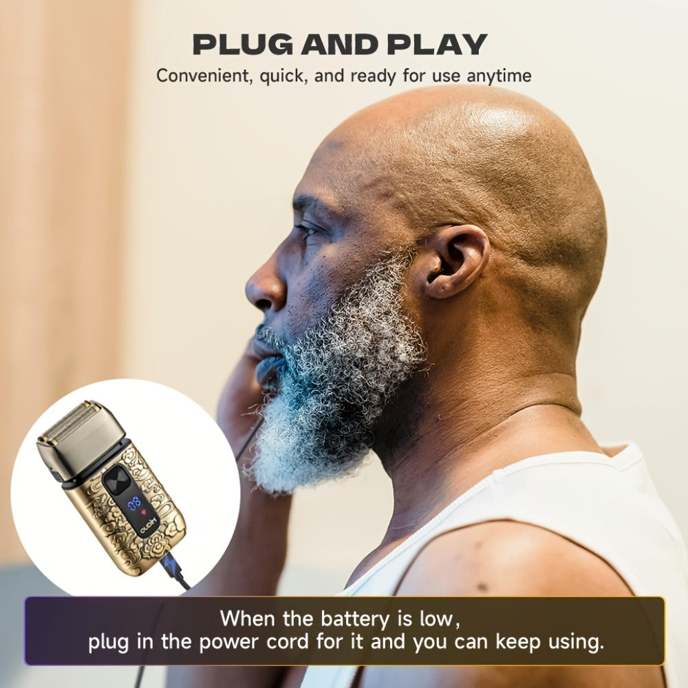 Cordless Electric Foil Shaver Grooming Kit for Men with Barber Shears Beard Mustache Trimmer Bald Head Razor Haircutting Set 