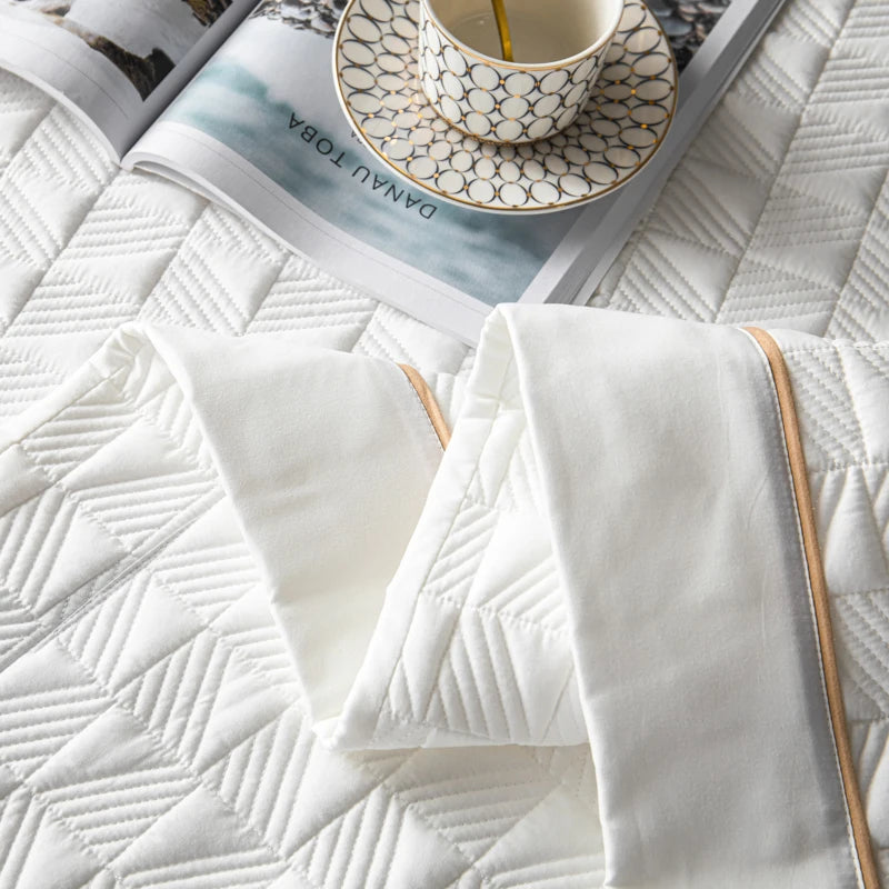 Quilted Padded Continental Bed Cover Three Piece Set