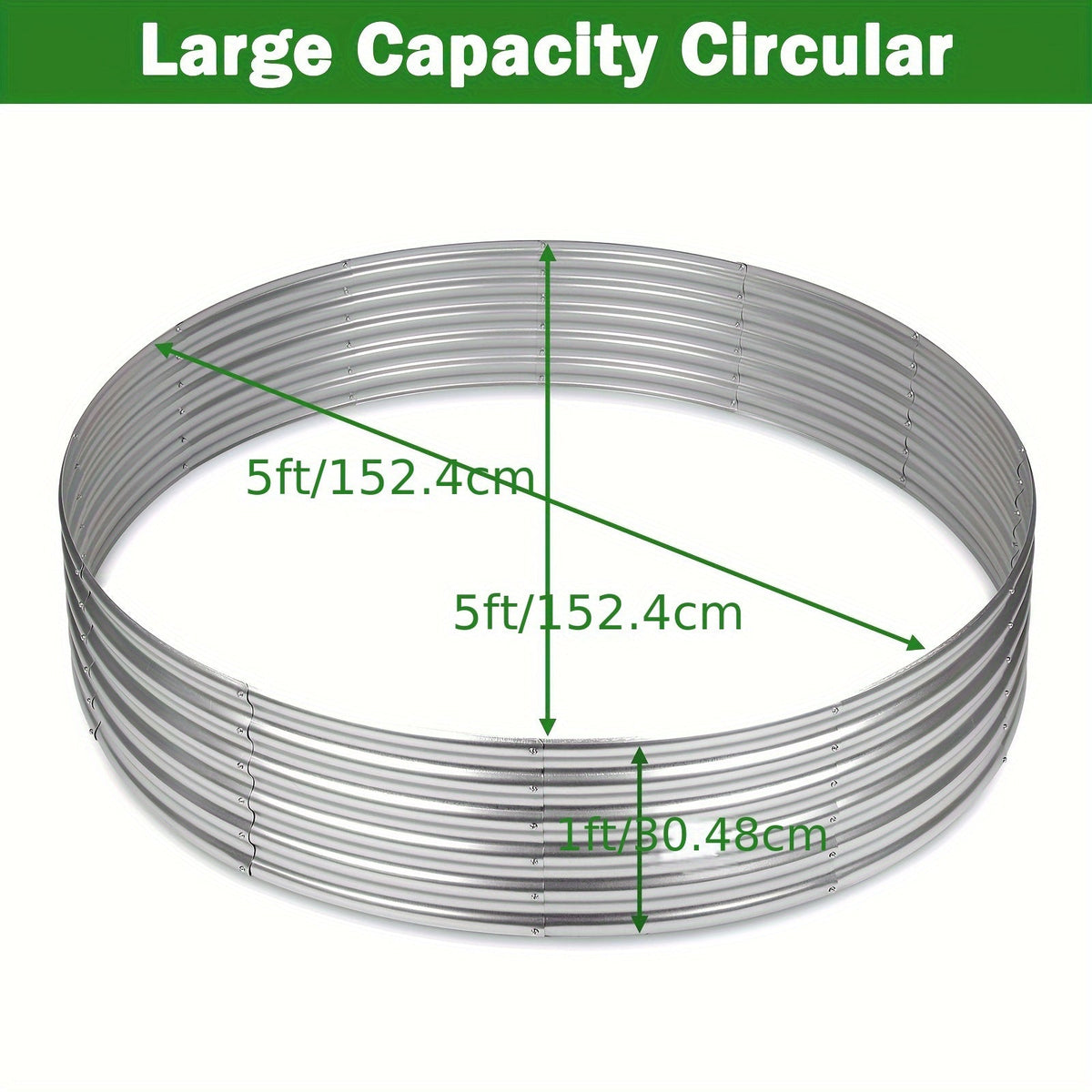 Fire Pit Ring in Galvanized Steel, Silver Wood-Burning Firepit Liner for Backyard Gatherings and Outdoor Camping — image 5