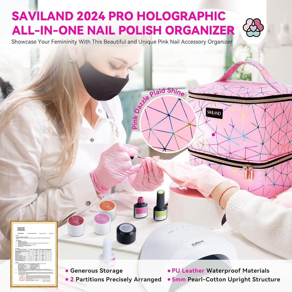 Travel Cosmetic Bag Nail Polish Portable Bag Double Layer Cosmetic Bag