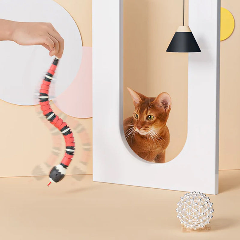 USB Rechargeable Interactive Cat Toy with Smart Sensing, an Automatic Electronic Snake for Kittens' Indoor Play.