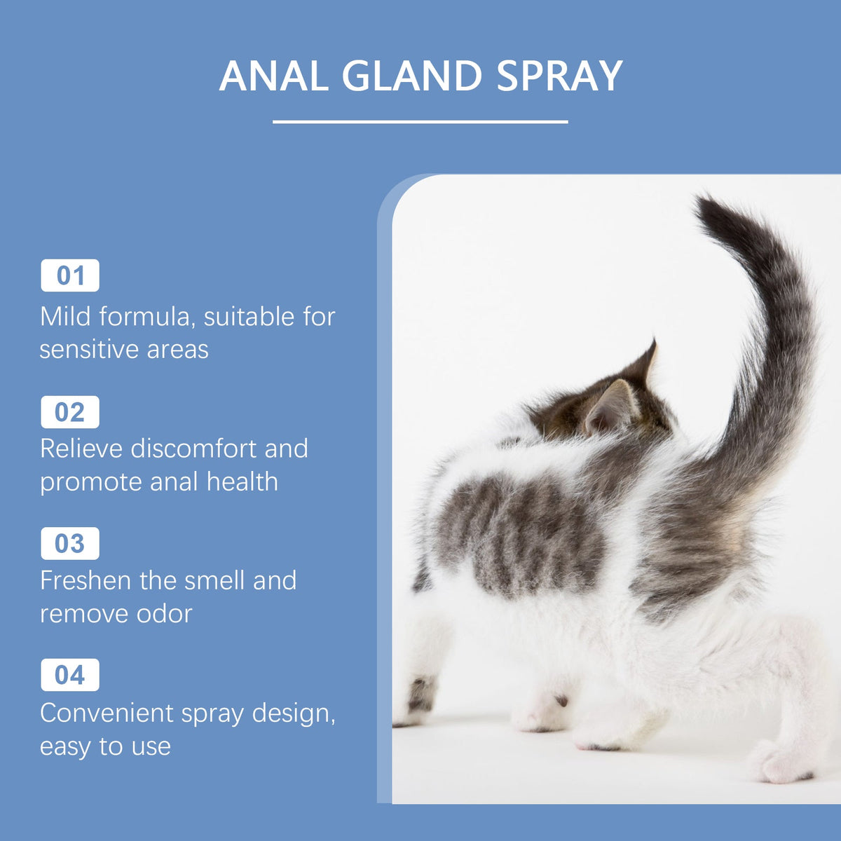 Cat Anal Gland Odor Removal Spray, Fresh Odor Removal After Cleaning Spray For Cats