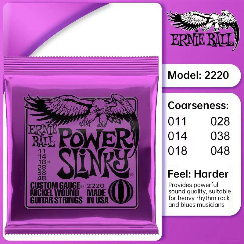 6 sets of Ernie Ball Slinky guitar strings (models 2003, 2215, 2223, 2221, nickel - wound) for electric & acoustic guitars