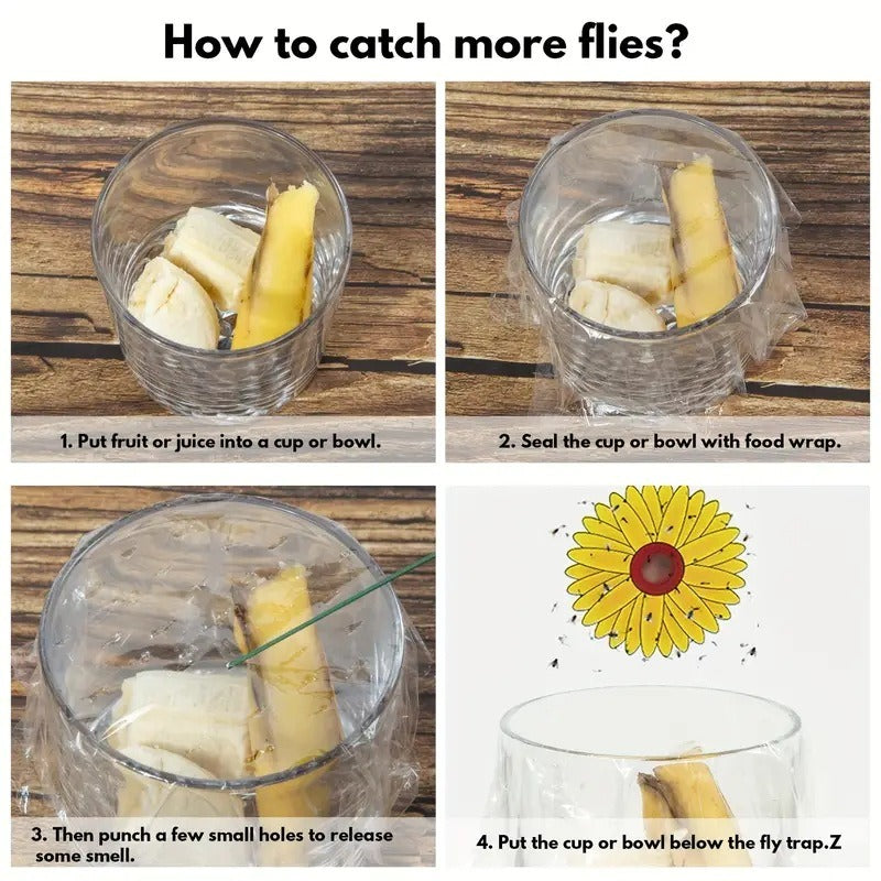 Window Fruit Fly Traps with Strong Stickiness Indoor use Sunflower Window Fly Stickers