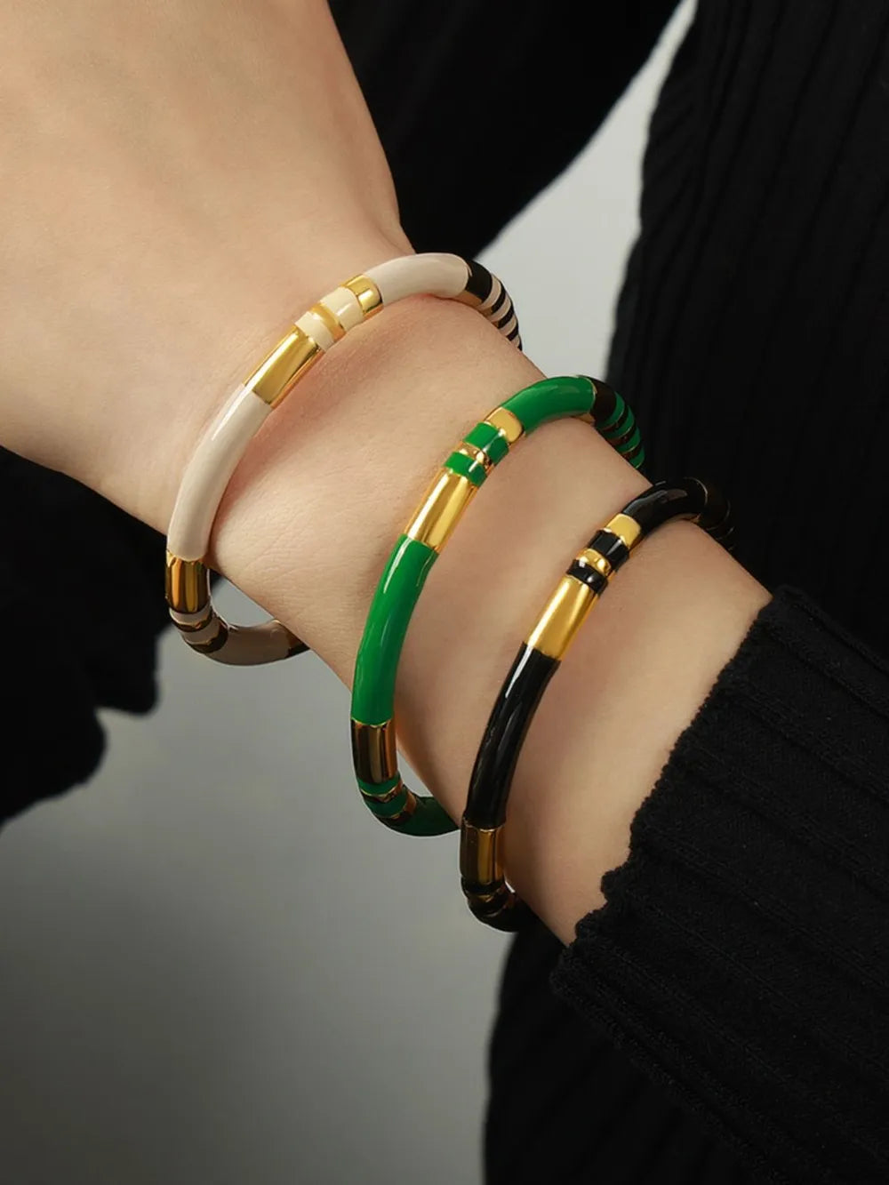 Enamel Titanium Steel Cuff Bracelet