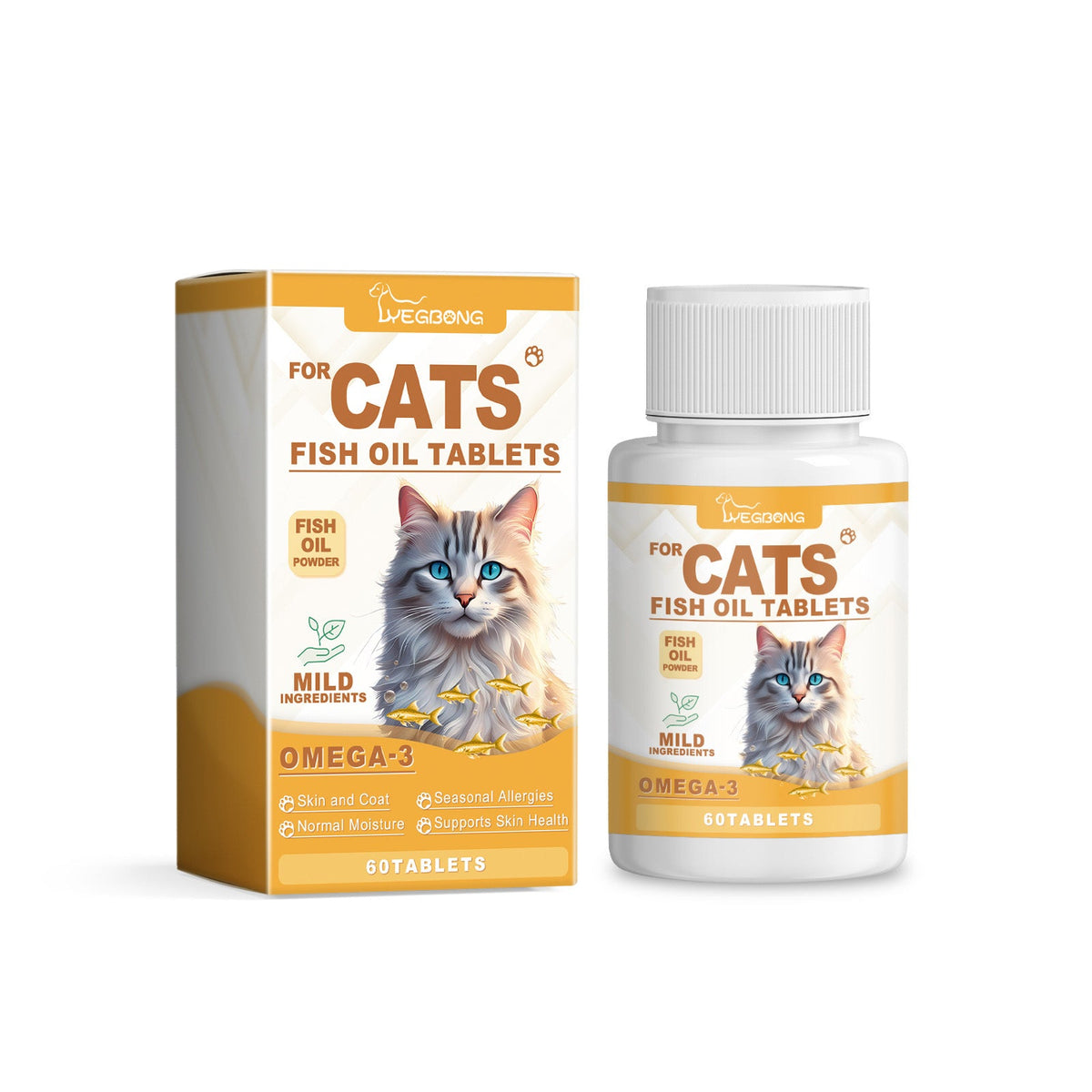 Cat Care With Multi-Dimensional Fish Oil Tablets Cat Care Vitamin Moisturizing Skin Fish Oil Care Tablets