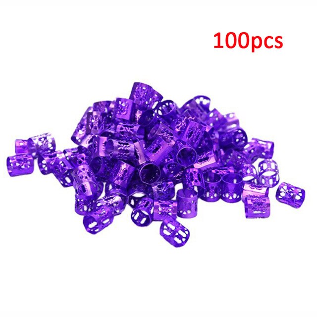 100 Pcs/set 7 Colors Mixed Beads Adjustable Hair Braids Dreadlock Beads Adjustable Hair Braid Rings Cuff Clips Tubes Jewelry - V.I.P Digital Presence