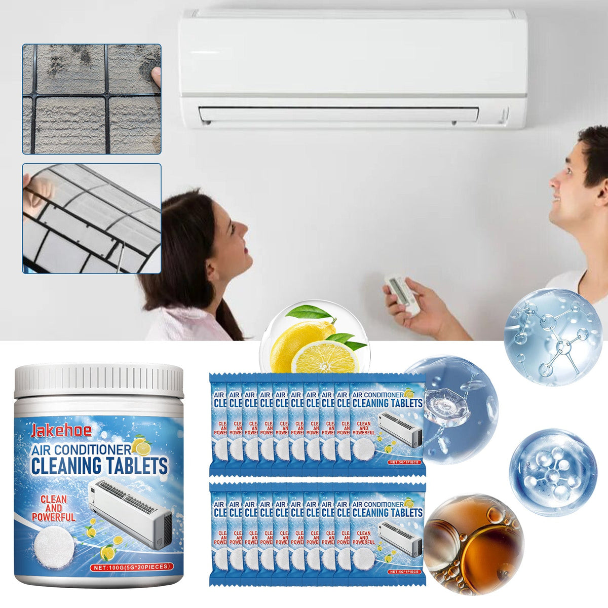Air Conditioner Cleaning Tablet, Air Conditioner Cleaning Sheet For Household Air Conditioner