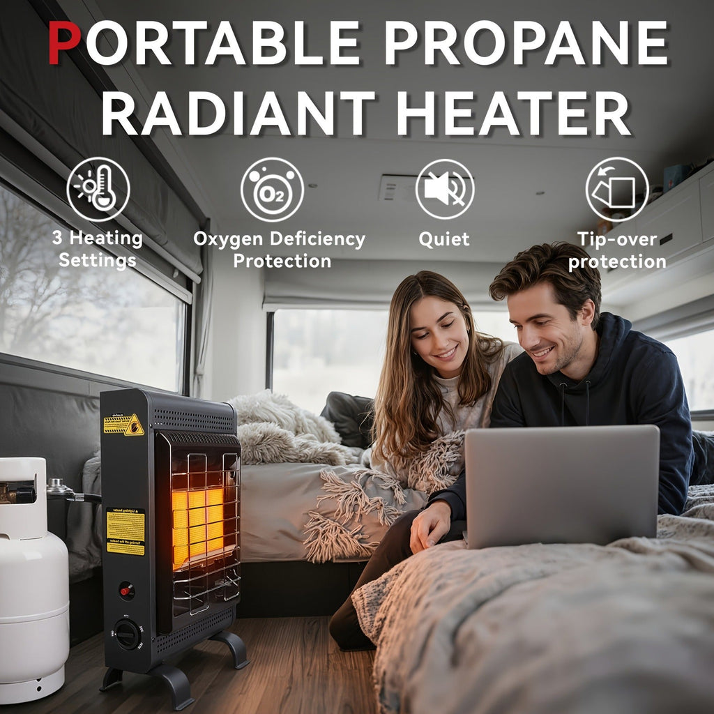 Black Cabinet Propane Heater with Three Heat Settings, Hose, Regulator and 24.4-Inch Pictured Height — image 5