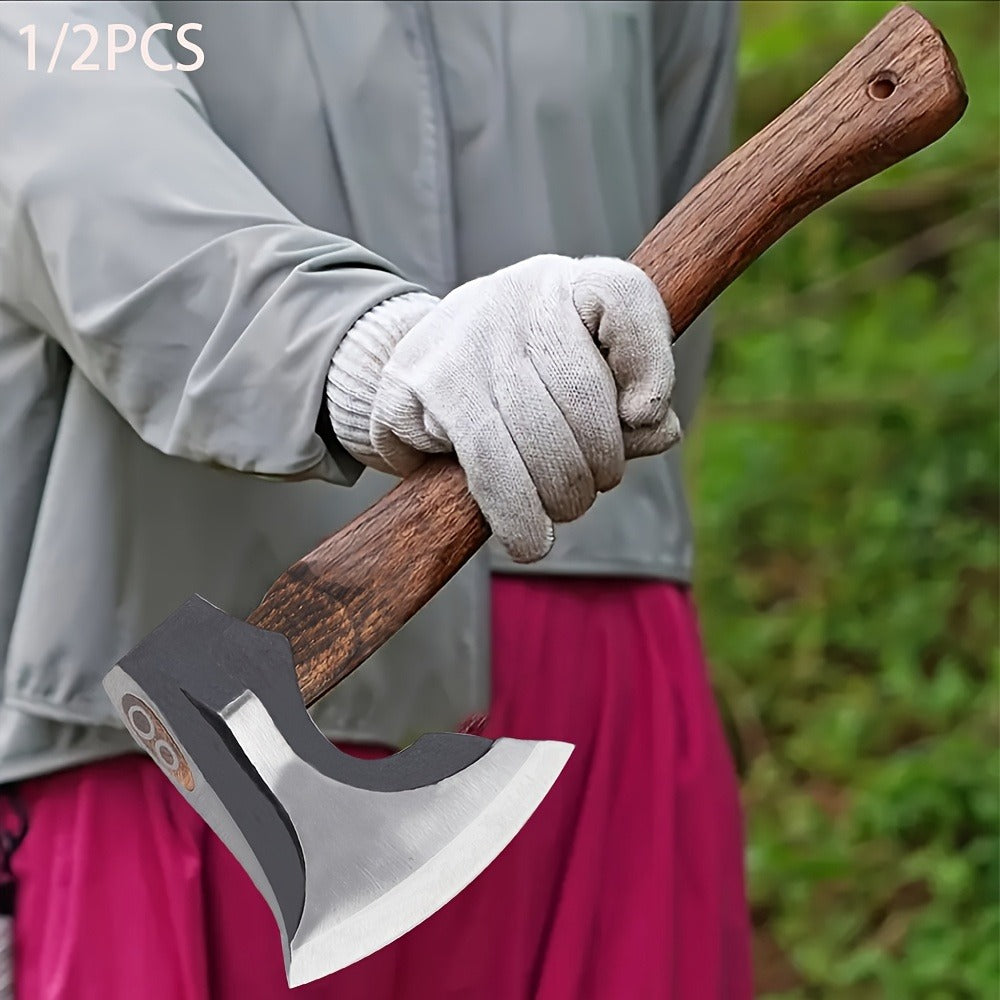 Splitting Axe Forged Carbon Steel 15.6-Inch with Handcrafted Wooden Grip, Professional Backyard Hatchet for Wood Chopping — i