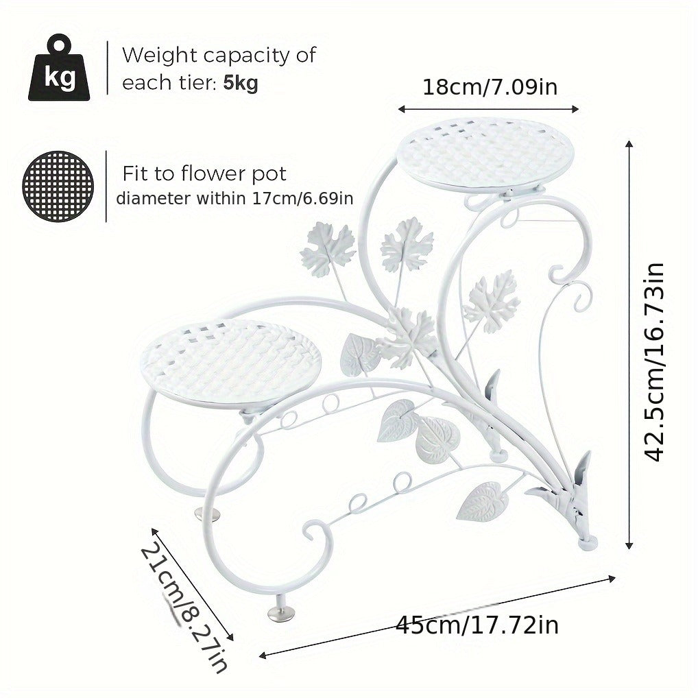 Two-Piece Half-Heart Metal Plant Stand Set with Four-Tier Pot Display for Garden, Patio or Home — image 4