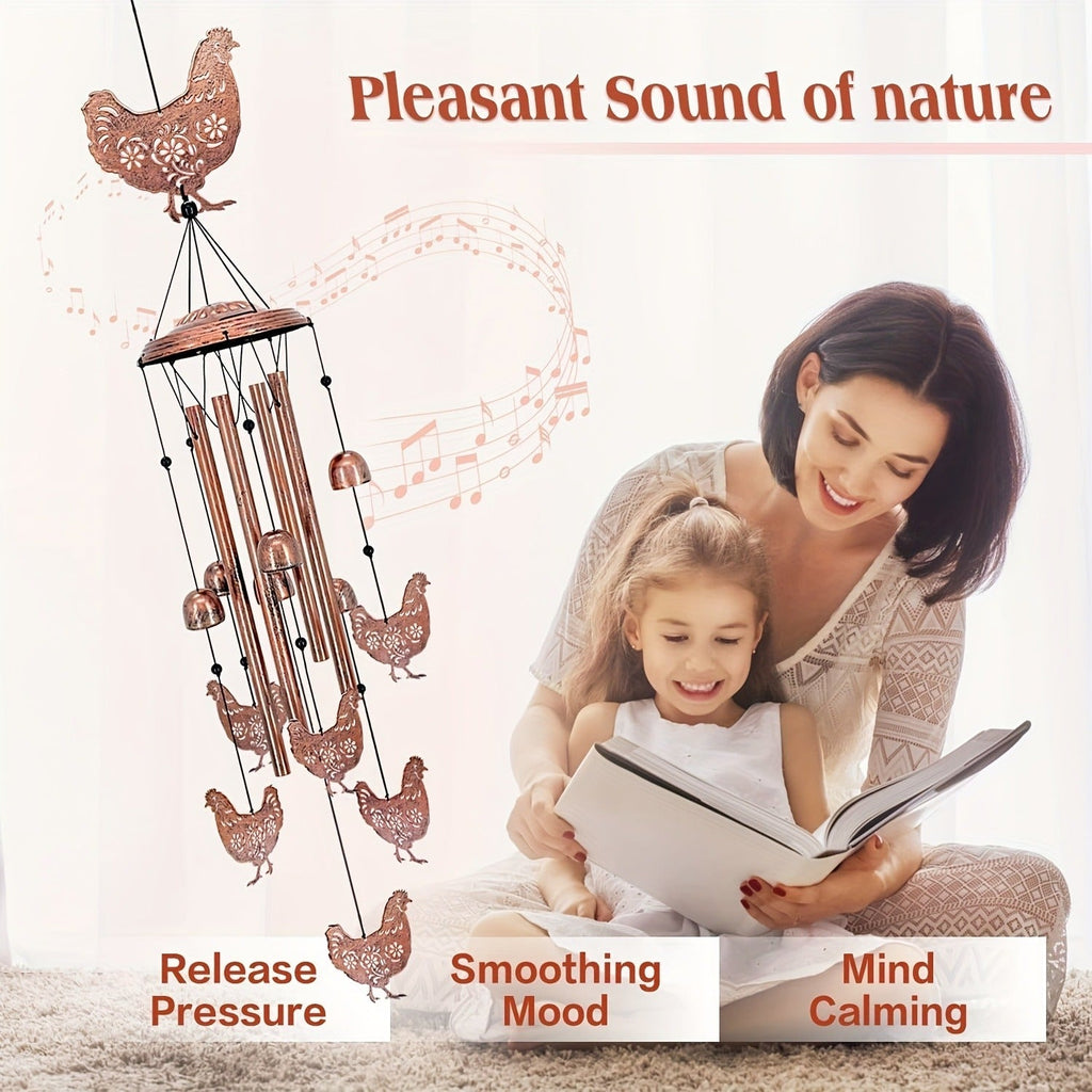 Wind Chime Outdoor Chicken Farmhouse Decor – Aluminum Tube Soothing Sound Garden Porch Patio Hanging Ornament — image 5