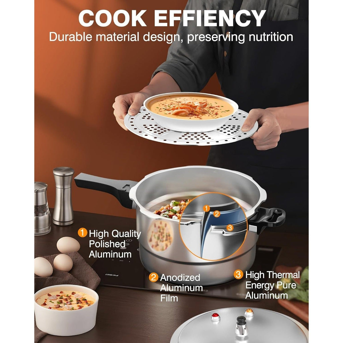 Pressure Cooker Aluminum with Canner Rack, Large 6QT 8QT 10QT Pressure Canner for Home Canning — image 7
