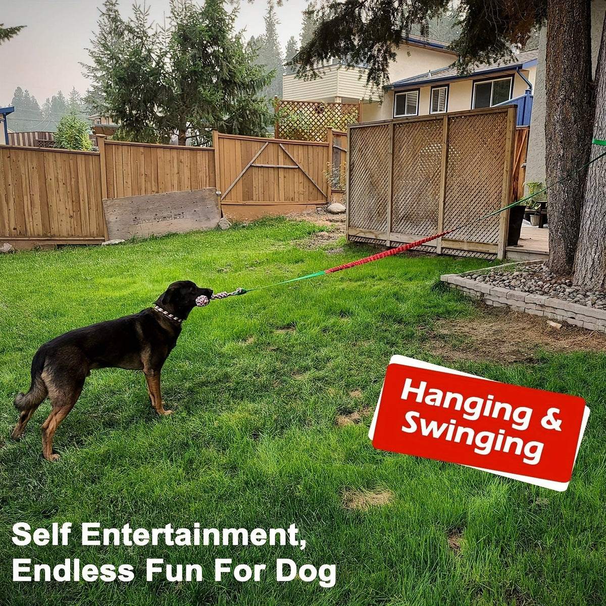Dog Toy Outdoor Hanging Bungee Tug with Adjustable 19.7-Foot Elastic Cord, Soft Loop and Chew Rope — image 7