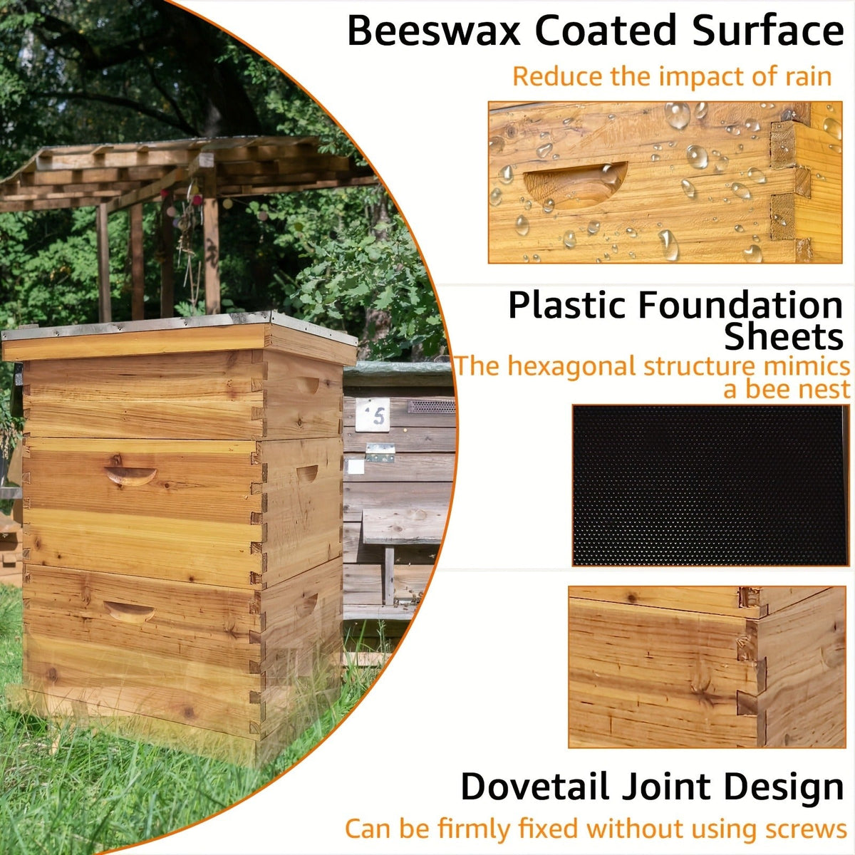 Langstroth Beehive Kit 3 Layer Beeswax Coated 2 Deep Boxes & 1 Medium Super — No Frames — image 4