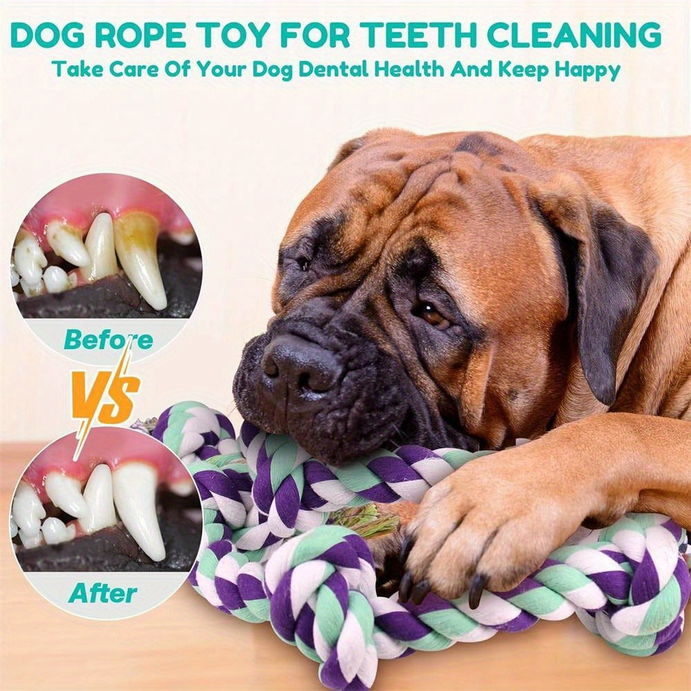 Dog Toy Six-Knot Twisted Rope Bone in Two Colorways for Tug, Fetch and Chew Play with Medium or Large Dogs — image 10