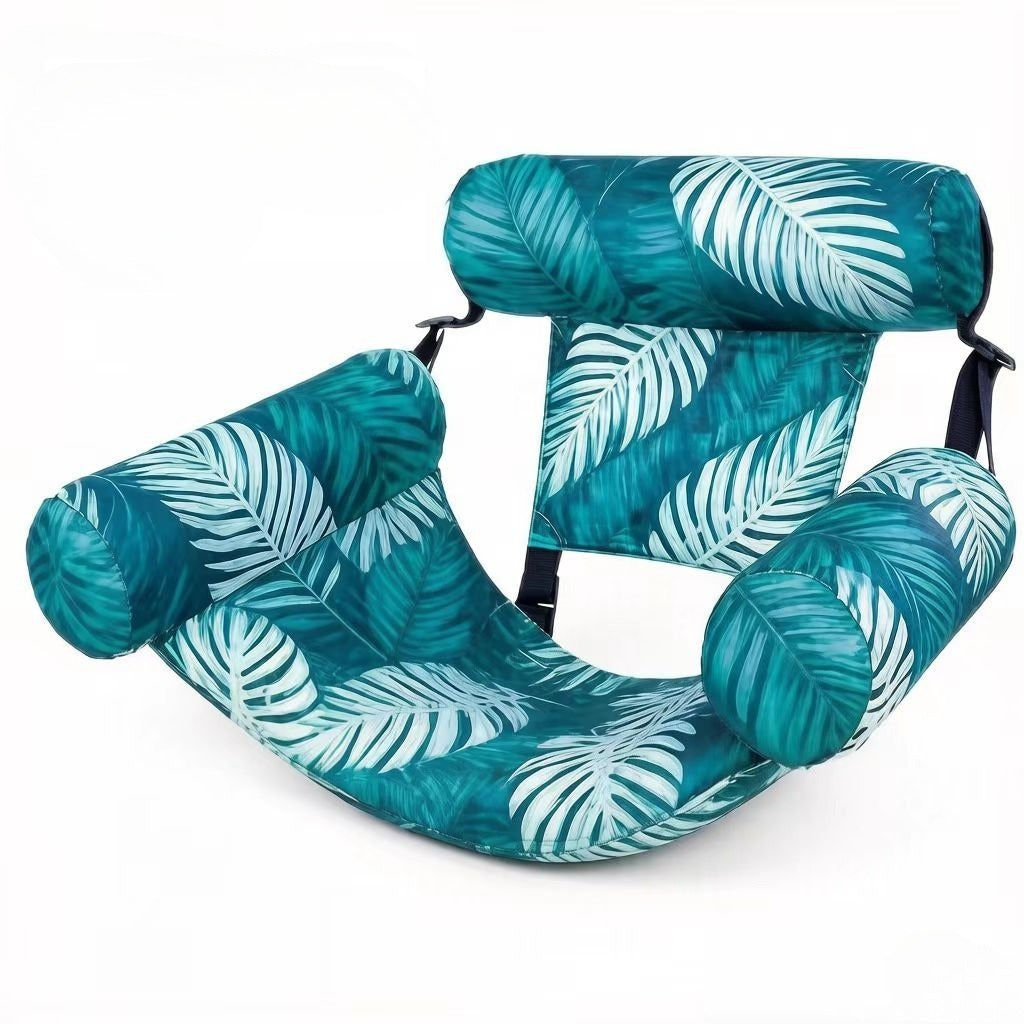 Two-Piece Leaf Print Inflatable Pool Lounge Chair Set with Backrests, Armrests and Open Seat Panels — image 5