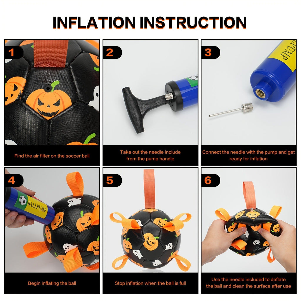 Dog Toy Halloween Pumpkin-Ghost Football with Pump, Strap and 6 or 7.28-Inch Size Options for Dogs — image 7