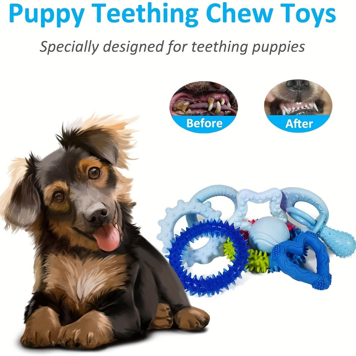 Dog Toy Assorted Puppy Bundle with Random Chew, Rope, Treat Ball and Squeaky Mix in 3 or 12 Pieces — image 4