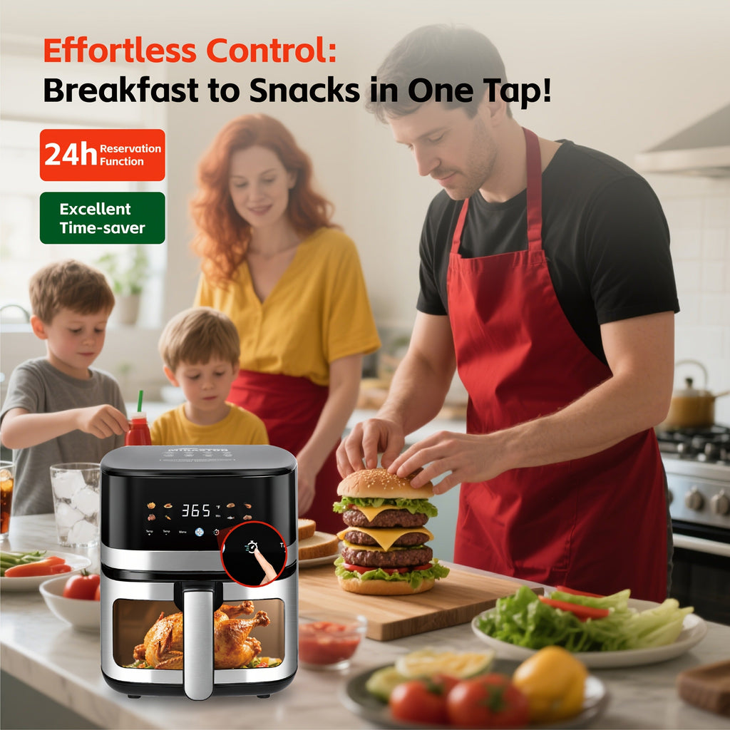 5.8Qt Air Fryer with Touchscreen Control Panel, Viewing Window, Eight Presets and 20 Paper Liners — image 5