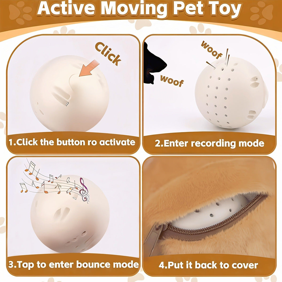 Dog Toy USB-Rechargeable Bouncing Character Ball with Recording and Music Modes in Five Styles — image 14
