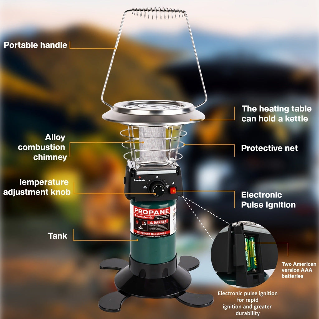 360-Degree Propane Heater with Four-Leg Base, Carry Handle, Pulse Ignition and Removable Top Plate — image 5