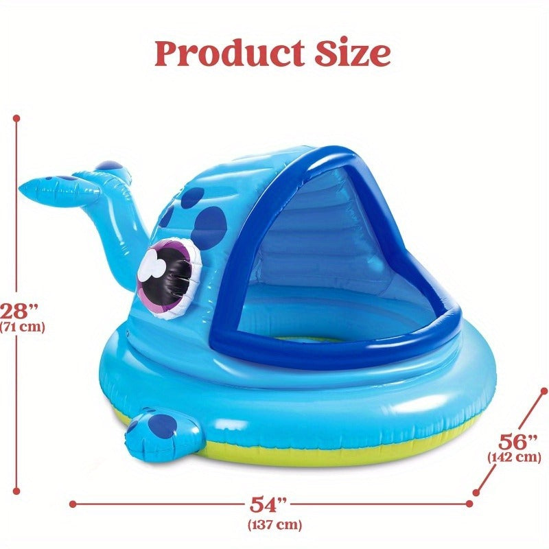 Inflatable Kiddie Pool with Sun Shade Canopy, Whale Baby Splash Pool Tent for Toddlers for Garden, Patio and Yard Use — image