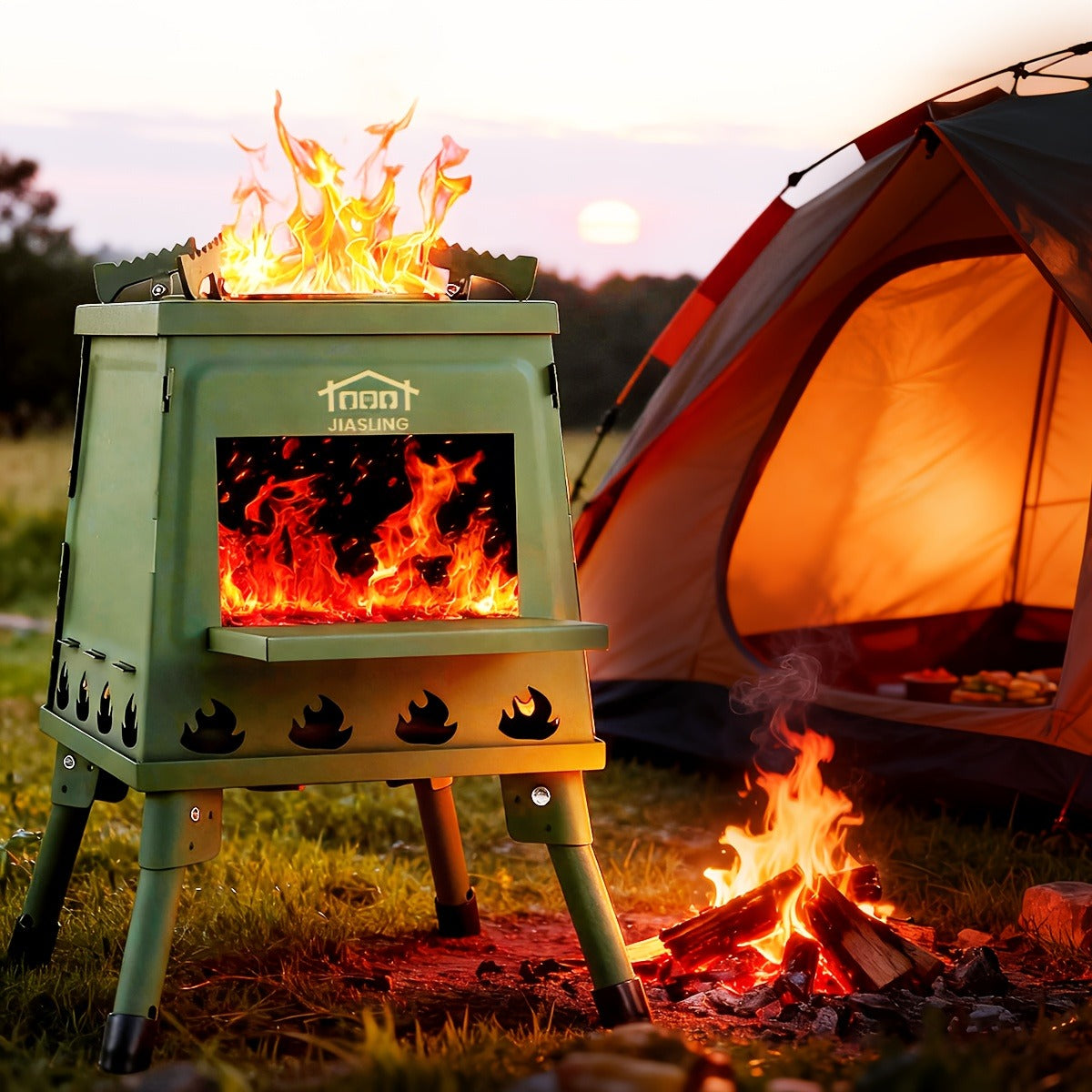Foldable Wood Burning Camp Stove, Portable Outdoor Cooking Rocket Stove for Camping, Hiking, Picnics, BBQ & Travel — image 5