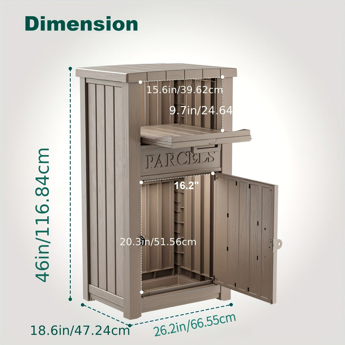 Tall Light-Brown Parcel Outdoor Storage Box with a Drop Compartment — image 4